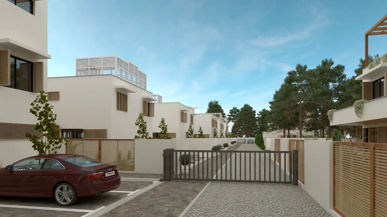 Artist's impression — The entrance from the road